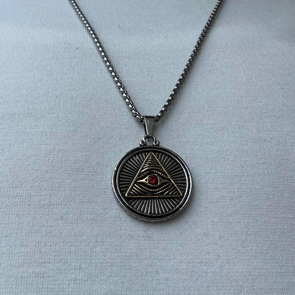 Silver All-Seeing Eye Pendant Necklace